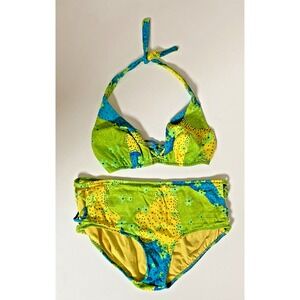 Vintage Sears JR Bazaar‎ Bikini Retro Floral Patchwork Print Triangle Hipster